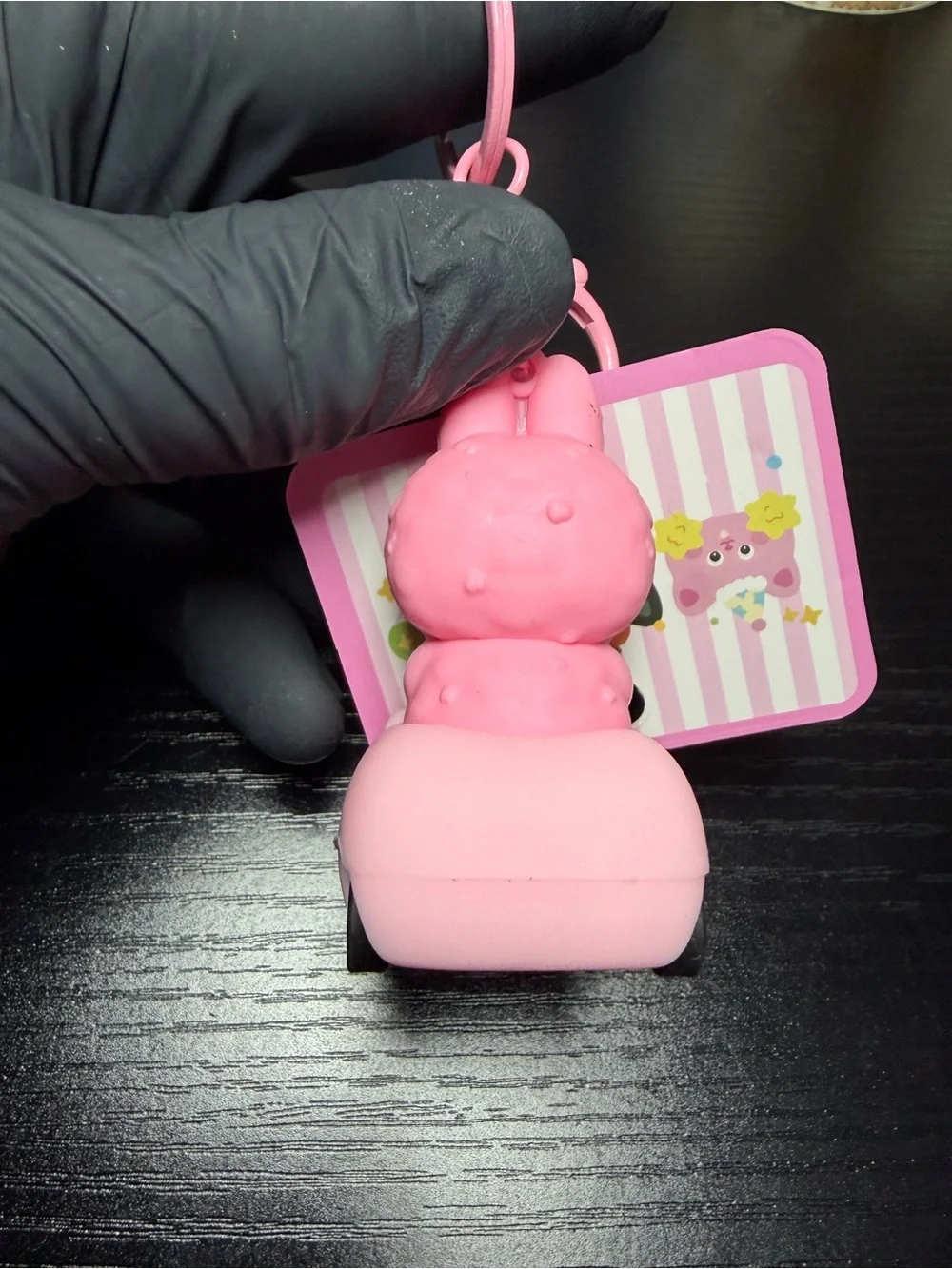 Cute Pink Labubu Pull-Back-N-Go Car Keychain/ Bag Charm (See Video)